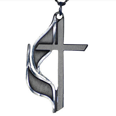 United Methodist Cross & Flame Pewter Necklace