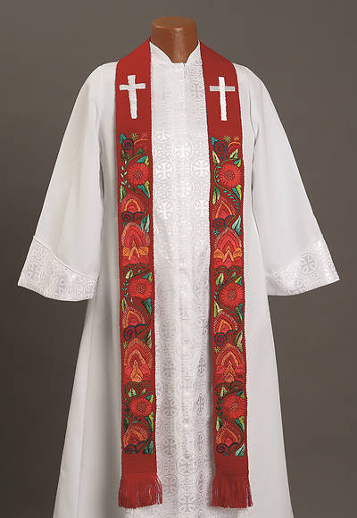 Picture of Fair Trade Red Flower Stole