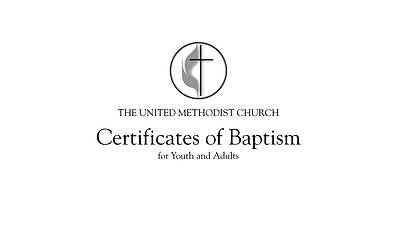 United Methodist Youth & Adult Baptism Flat Certificate (Pkg of 26)
