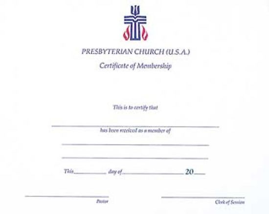 Picture of Presbyterian Church Membership Certificate