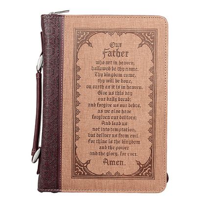 Picture of Bible Cover Men's The Lord's Prayer, Two-Tone Brown Faux Leather, Large