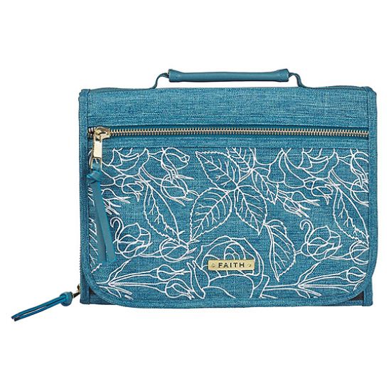 Picture of Bible Cover Organizer Blue Floral Faith