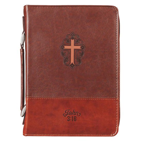 Picture of Bible Cover Luxleather Cross John 3:16 Medium