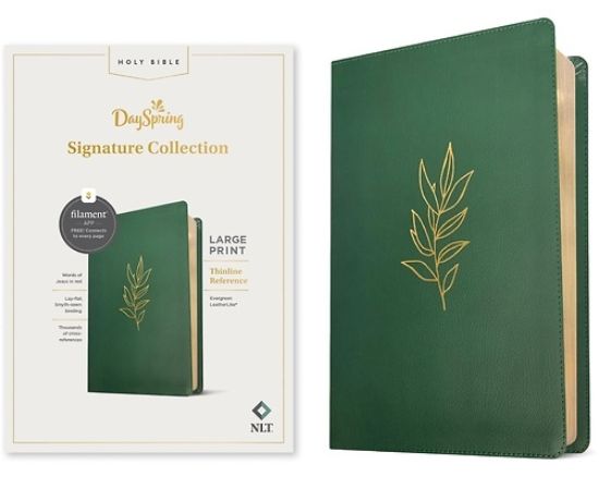 Picture of NLT Large Print Thinline Reference Bible, Filament Enabled Edition (Red Letter, Leatherlike, Evergreen)