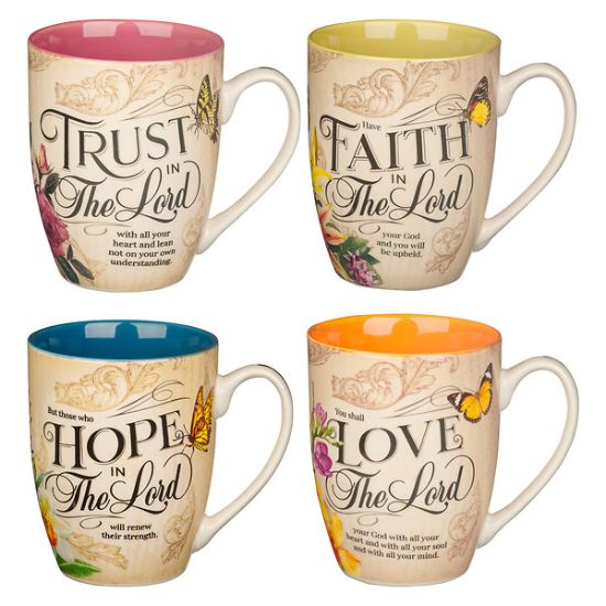 Picture of Floral Ceramic Scripture Coffee & Tea Mug Set