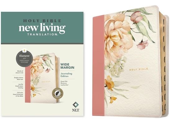 Picture of NLT Wide Margin Bible, Filament-Enabled Edition (Leatherlike, Dusty Pink Blossoms, Indexed)