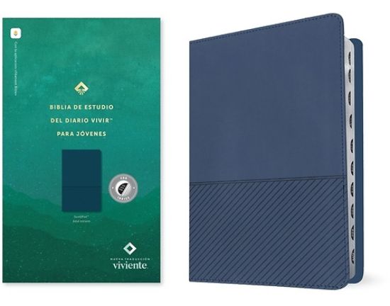 Picture of Biblia de Estudio del Diario Vivir Para Jovenes Ntv Sentipiel Azul Oscuro Índice Letra Roja Habilitada Para Filament