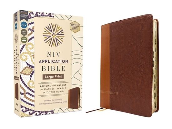 Picture of NIV Application Bible, Large Print, Leathersoft, Brown, Red Letter, Thumb Indexed, Comfort Print