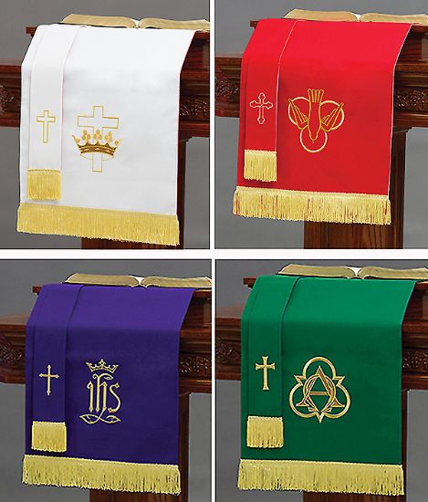Picture of Embroidered Reversible Four-Piece Parament Set  2pc Red/White + 2pc Purple/Green