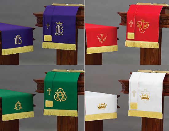 Picture of Embroidered Reversible XL Six-Piece Parament Set  3pc Red/White + 3pc Purple/Green