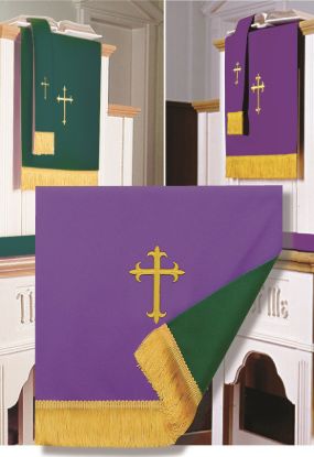 Picture of Embroidered Reversible Purple/Green Two-Piece Parament Set