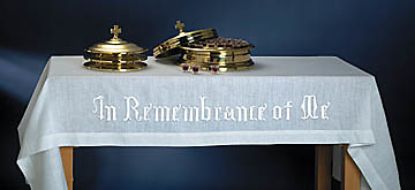 Picture of Embroidered Linen-Look In Remembrance of Me  Table Cover  50x86