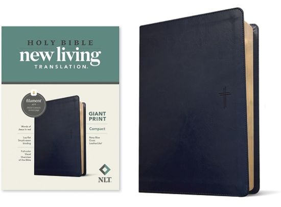 Picture of NLT Compact Giant Print Bible, Filament Enabled Edition (Red Letter, Leatherlike, Navy Blue Cross)