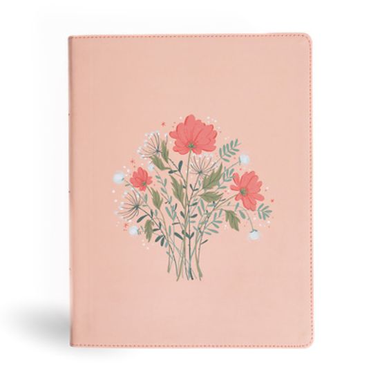Picture of CSB Illustrator's Notetaking Bible, Large Print Edition, Peach Bouquet Leathertouch