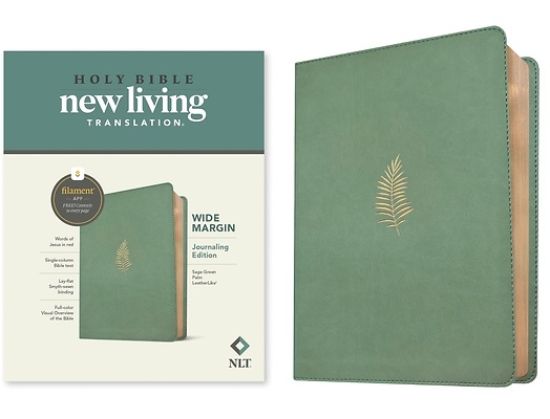 Picture of NLT Wide Margin Bible, Filament Enabled (Leatherlike, Sage Green Palm, Red Letter)