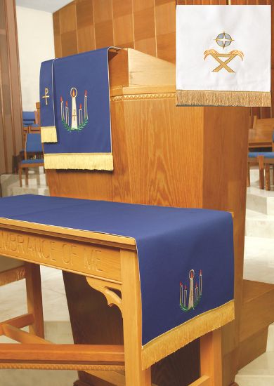 Picture of Embroidered Reversible Advent/Christmas 3-Piece Parament Set - Blue/White