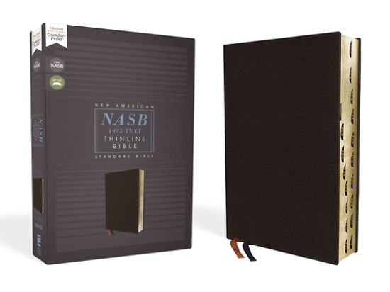 Picture of Nasb, Thinline Bible, Bonded Leather, Black, Red Letter Edition, 1995 Text, Thumb Indexed, Comfort Print