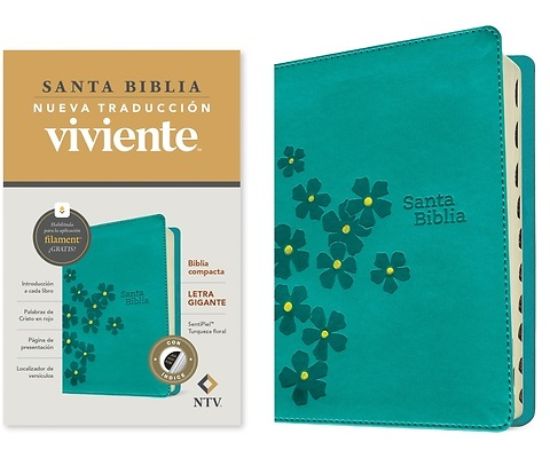 Picture of Biblia Compacta Ntv, Letra Gigante Con Filament (Sentipiel, Turquesa Floral, Índice, Letra Roja)