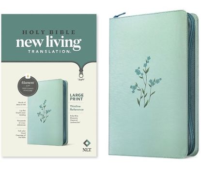 Picture of NLT Large Print Thinline Reference Zipper Bible, Filament Enabled (Leatherlike, Baby Blue Blossoms, Red Letter)