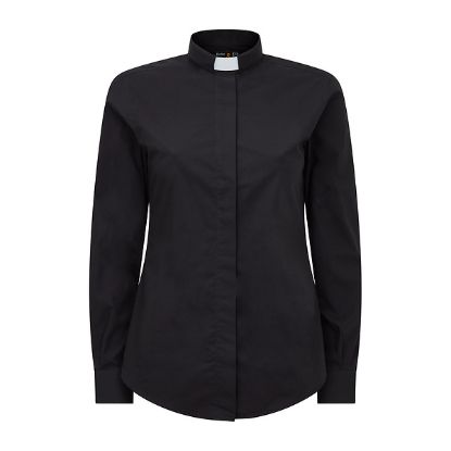 Picture of Fair Trade Women's Cotton Black Long Sleeve Tab Collar Clergy Shirt