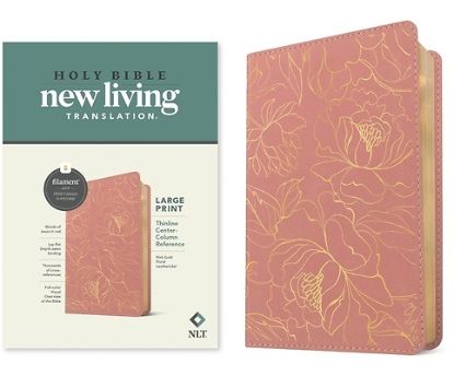 Picture of NLT Large Print Thinline Center-Column Reference Bible, Filament Enabled (Leatherlike, Pink Gold Floral, Red Letter)