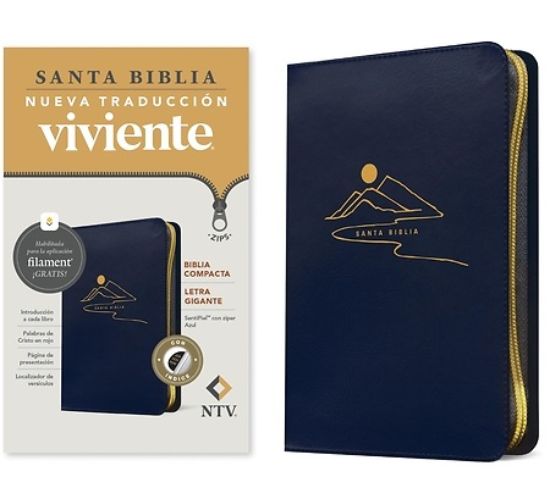 Picture of Biblia Compacta Ntv, Letra Gigante de Zíper Con Filament (Sentipiel, Azul, Índice, Letra Roja)