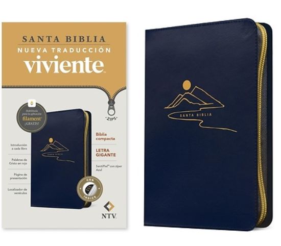 Picture of Biblia Compacta Ntv, Letra Gigante de Zíper Con Filament (Sentipiel, Azul, Índice, Letra Roja)