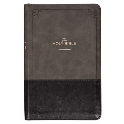 Picture of KJV Deluxe Gift Bible Two-Tone Black/Gray with Zipper Faux Leather