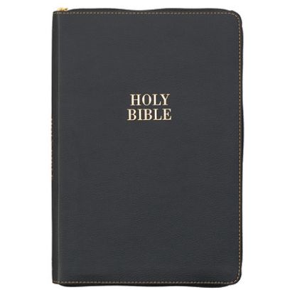 Picture of KJV Large Print Thinline Bible Black with Zipper Faux Leather