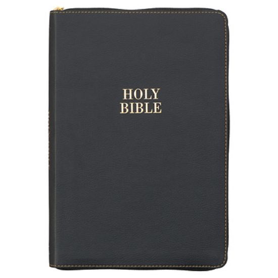 Picture of KJV Large Print Thinline Bible Black with Zipper Faux Leather