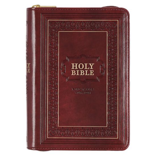 Picture of KJV Large Print Compact Bible Burgundy with Zipper Faux Leather
