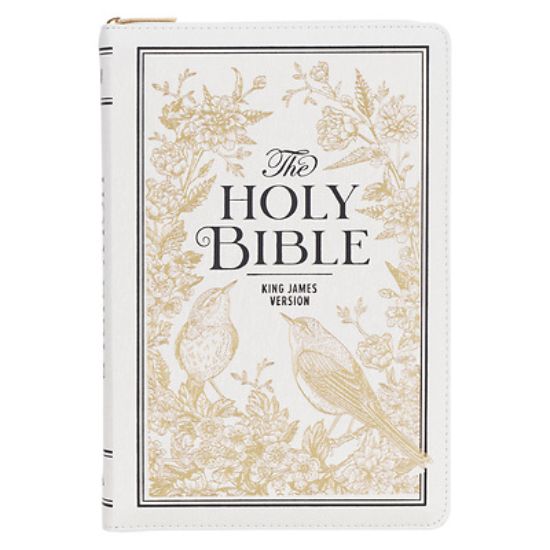 Picture of KJV Bible Thinline LP White and Gold W/Zipper