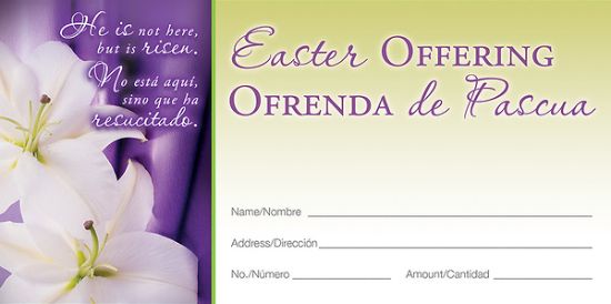 Picture of He is Not Here Easter Offering Envelope Bilingual