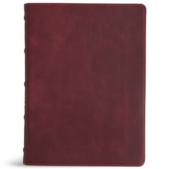 Picture of KJV Single-Column Wide-Margin Bible, Holman Handcrafted Collection, Marbled Burgundy Premium Calfskin