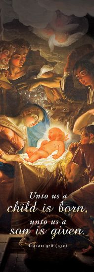 Picture of Banner Christmas Unto Us a Child is Born 2 x 6 Fabric