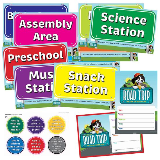 Picture of VBS 2025 Road Trip Activity Center Signs & Publicity Pack