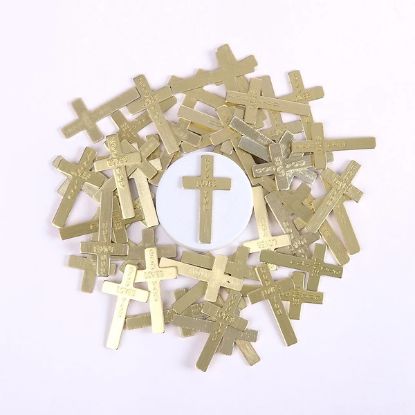 Picture of God Loves You Gold Pocket Cross - Pack of 50