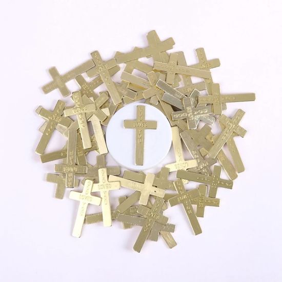 Picture of God Loves You Gold Pocket Cross - Pack of 50