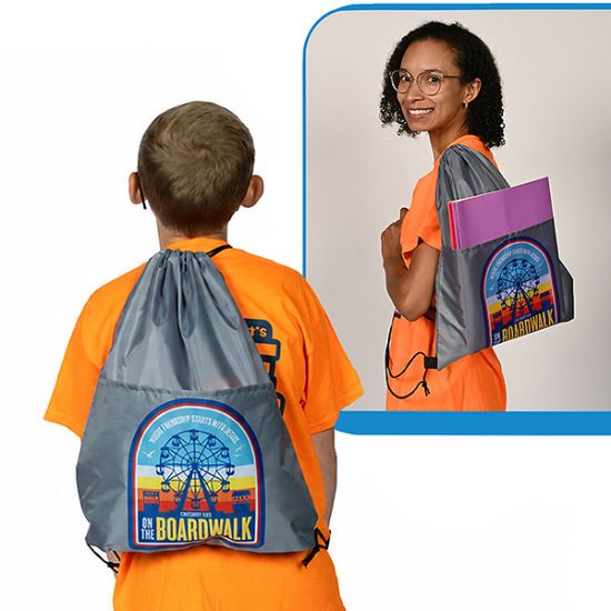 Picture of VBS 2027 On the Boardwalk Drawstring Bag w/Pocket (Pkg of 6)