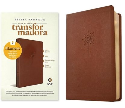 Picture of Bíblia Sagrada Nvt Slim Letra Grande Com Filament (Leatherlike, Brown)