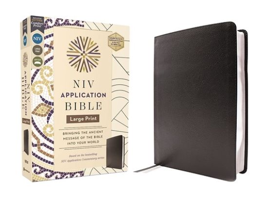 Picture of NIV Application Bible, Large Print, European Bonded Leather, Black, Red Letter, Comfort Print