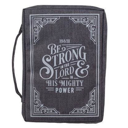 Picture of Bible Cover Canvas Large Gray Be Strong in the Lord Eph 6:10:10