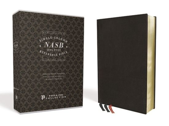 Picture of Nasb, Single-Column Reference Bible, Premium Leather, Goatskin, Black, Premier Collection, 1995 Text, Comfort Print
