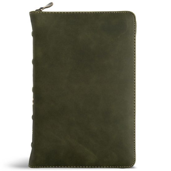 Picture of CSB Personal Size Bible, Holman Handcrafted Collection, Zipper Closure, Olive Premium Calfskin