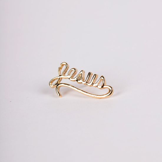 Picture of Gold Cursive Jesus Lapel Pin