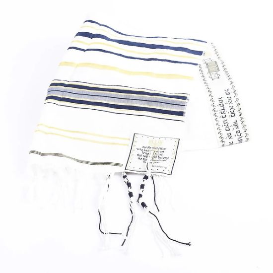 Picture of Prayer Shawl Hebrew Messianic W/Tallit Navy 72"X 22"