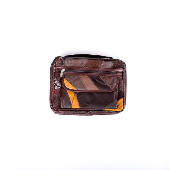 Picture of Bible Cover Patchwork Leather Brown Large