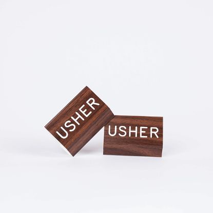 Picture of Sign Engraved Pew Usher Walnut 3X4