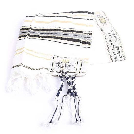 Picture of Prayer Shawl Hebrew Messianic W/Tallit Black 72"X22"