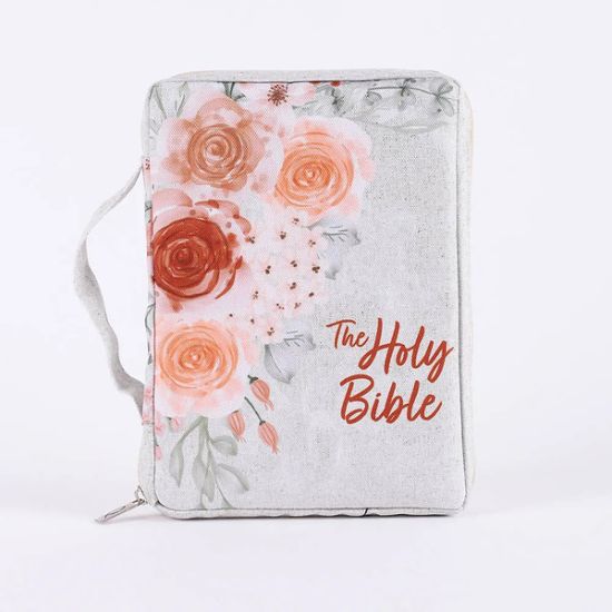 Picture of Bible Cover Canvas Floral Holy Bible Medium